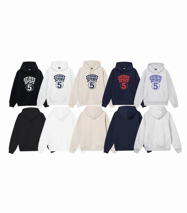 毛圈 加绒 上新 款号：S2074 STUSSY 斯图西 Stussy FW24 SPORT字母图案印花连帽卫衣 男女同款 不起球不掉色 大毛圈落肩版型 二本针