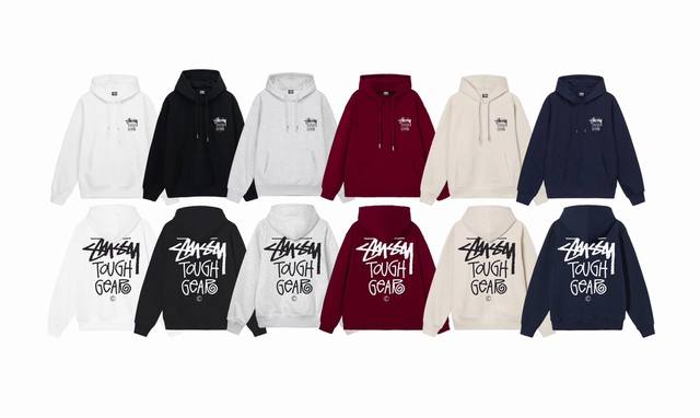 毛圈 加绒 上新 款号：S2060 STUSSY 斯图西 Stussy 24T0UGH GEAR 坚韧装备图案印花连帽卫衣 男女同款 不起球不掉色 大毛圈落肩版