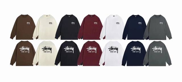 上新款号：S1065 STUSSY 斯图西 Stussy 纽约定制logo印花圆领tee秋季宽松长袖T恤.情侣搭配。 原版打造 细节高控 -面料精选280g纯棉