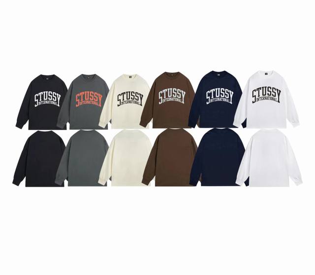 上新款号：S1061 STUSSY 斯图西 Stussy SS24 INTERNATIONAL TEE PIGMENT DYED字母印花简约款情侣长袖T恤 原版