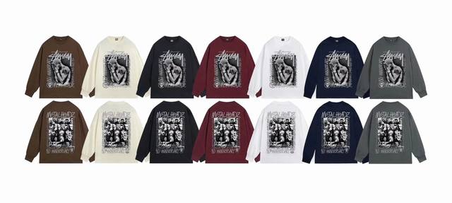 上新款号：S1057 STUSSY 斯图西 Stussy x Metalheadz 联名款 SS24 胸前logo人物印花图案情侣长袖T恤 原版打造 细节高控