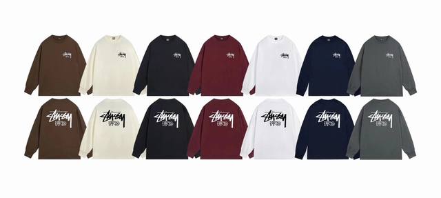 上新款号：S1050 STUSSY 斯图西 Stussy 上海定制logo基础印花潮牌情侣长袖T恤 原版打造 细节高控 -面料精选280g纯棉面料 手感柔软舒适