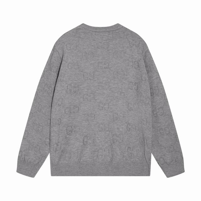 GUCCI古驰 双G 字母logo圆领羊毛针织毛衣 颜色：深蓝 灰色 码数：M L XL XXL