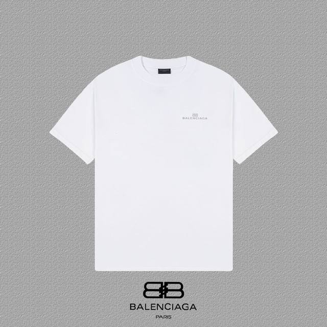 BALENCIAGA 巴黎世家 巴黎反光BB字母印花短袖T恤 定织定染280克精梳棉重磅面料 螺纹零色差 细节完美 区别市面通货版本 欢迎对比 男女同款 上图必 - 点击图像关闭