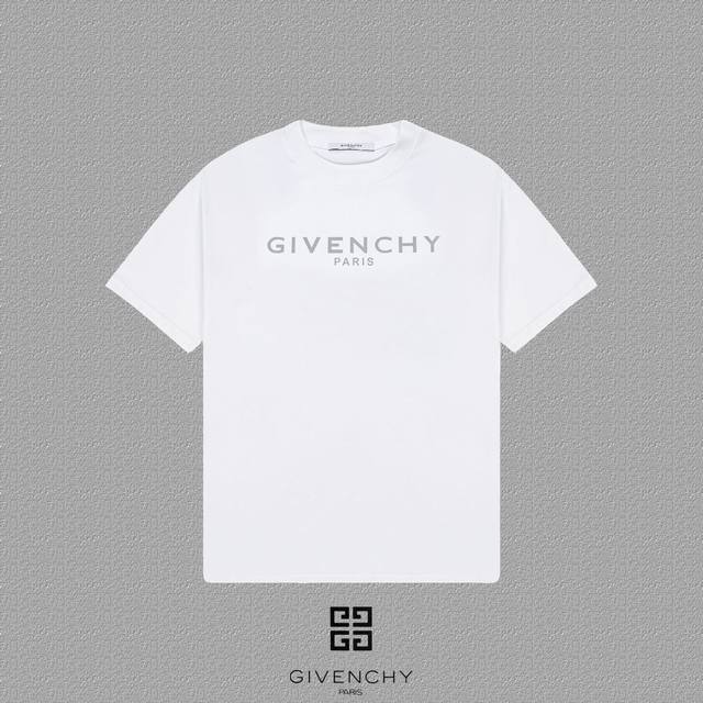 Givenchy 纪梵希] 2024FW短袖T恤 反光LOGO印花 高端32s双纱260克面料 重磅面料 定制拉架罗纹同缸同染 三标齐全 男女同款 颜色：黑色