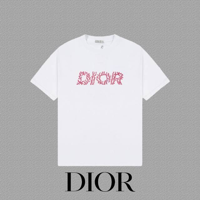 DIOR 迪奥] 2024FW短袖T恤 LOGO印花 高端32s双纱260克面料 重磅面料 定制拉架罗纹同缸同染 三标齐全 男女同款 颜色：黑色 白色 尺码：X