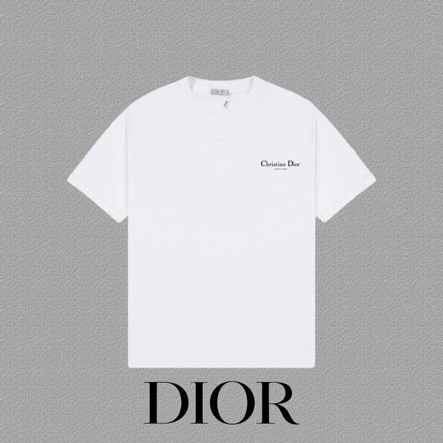 DIOR 迪奥] 2024FW短袖T恤 LOGO印花 高端32s双纱260克面料 重磅面料 定制拉架罗纹同缸同染 三标齐全 男女同款 颜色：黑色 白色 尺码：X