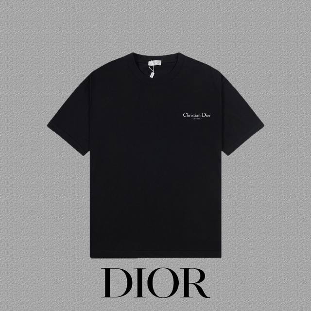 DIOR 迪奥] 2024FW短袖T恤 LOGO印花 高端32s双纱260克面料 重磅面料 定制拉架罗纹同缸同染 三标齐全 男女同款 颜色：黑色 白色 尺码：X