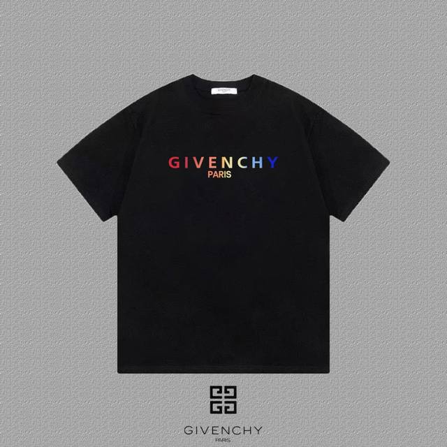 Givenchy 纪梵希] 2024FW短袖T恤 LOGO印花 高端32s双纱260克面料 重磅面料 定制拉架罗纹同缸同染 三标齐全 男女同款 颜色：黑色 白色