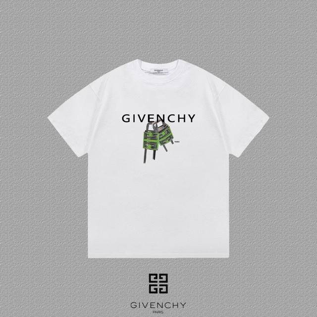 Givenchy 纪梵希] 2024FW短袖T恤 LOGO印花 高端32s双纱260克面料 重磅面料 定制拉架罗纹同缸同染 三标齐全 男女同款 颜色：黑色 白色