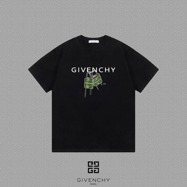 Givenchy 纪梵希] 2024FW短袖T恤 LOGO印花 高端32s双纱260克面料 重磅面料 定制拉架罗纹同缸同染 三标齐全 男女同款 颜色：黑色 白色