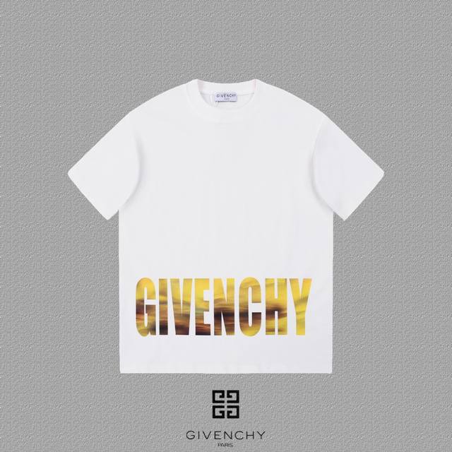 Givenchy 纪梵希] 2024FW短袖T恤 LOGO印花 高端32s双纱260克面料 重磅面料 定制拉架罗纹同缸同染 三标齐全 男女同款 颜色：黑色 白色