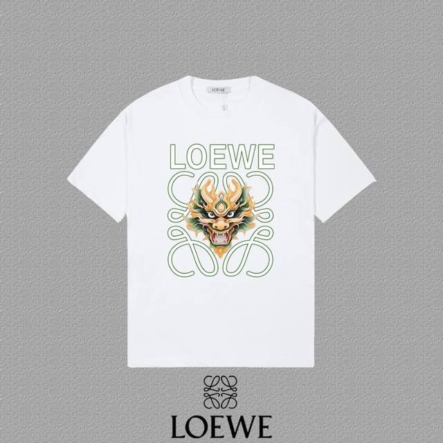 Loewe 罗意威] 2024FW短袖T恤 LOGO印花 高端32s双纱260克面料 重磅面料 定制拉架罗纹同缸同染 三标齐全 男女同款 颜色：黑色 白色 尺码