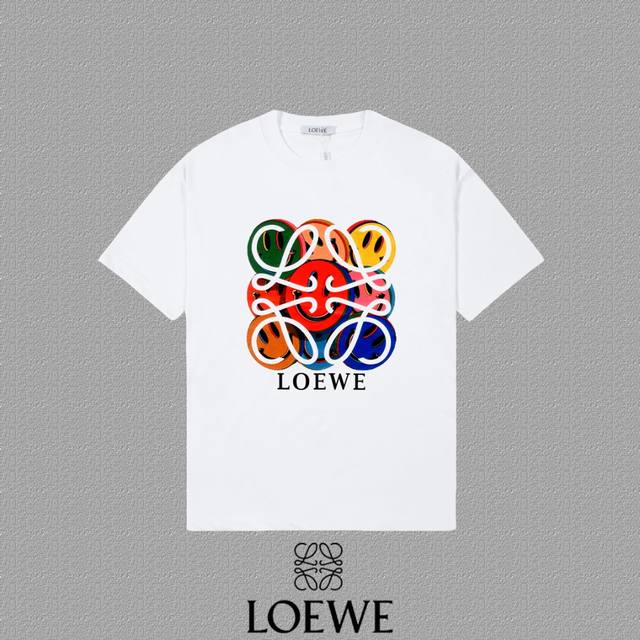 Loewe 罗意威] 2024FW短袖T恤 LOGO印花 高端32s双纱260克面料 重磅面料 定制拉架罗纹同缸同染 三标齐全 男女同款 颜色：黑色 白色 尺码