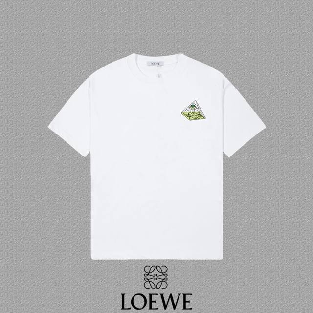 Loewe 罗意威] 2024FW短袖T恤 LOGO印花 高端32s双纱260克面料 重磅面料 定制拉架罗纹同缸同染 三标齐全 男女同款 颜色：黑色 白色 尺码