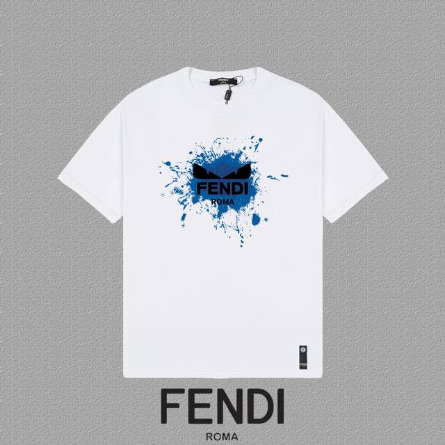 FENDI 芬迪] FW短袖T恤 LOGO印花 高端32s双纱260克面料 重磅面料 定制拉架罗纹同缸同染 三标齐全 男女同款 颜色：黑色 白色 尺码：XS S