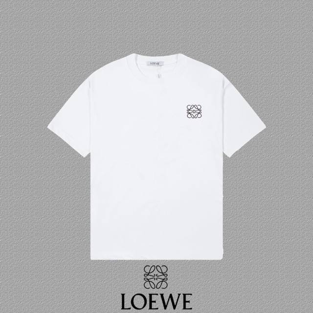 Loewe 罗意威] 2024FW短袖T恤 刺绣工艺 高端32s双纱260克面料 重磅面料 定制拉架罗纹同缸同染 三标齐全 男女同款 颜色：黑色 白色 尺码：X