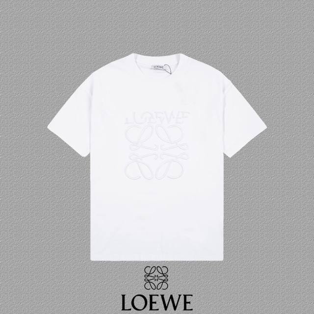 Loewe 罗意威] 2024FW短袖T恤 刺绣工艺 高端32s双纱260克面料 重磅面料 定制拉架罗纹同缸同染 三标齐全 男女同款 颜色：黑色 白色 尺码：X