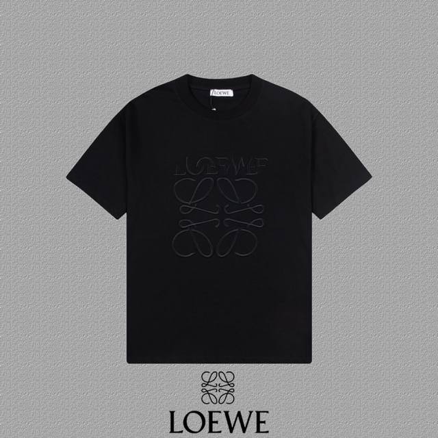 Loewe 罗意威] 2024FW短袖T恤 刺绣工艺 高端32s双纱260克面料 重磅面料 定制拉架罗纹同缸同染 三标齐全 男女同款 颜色：黑色 白色 尺码：X