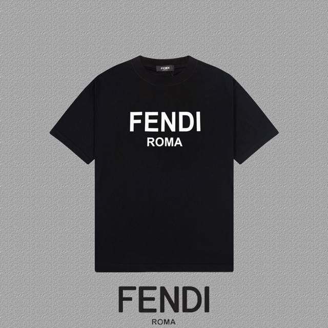 Fendi 芬迪] 2024FW短袖T恤 厚板LOGO印花 高端32s双纱260克面料 重磅面料 定制拉架罗纹同缸同染 三标齐全 男女同款 颜色：黑色 白色 尺