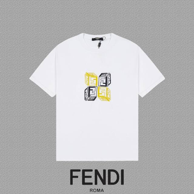 Fendi 芬迪] 2024FW短袖T恤 经典款刺绣字母 高端32s双纱260克面料 重磅面料 定制拉架罗纹同缸同染 三标齐全 男女同款 颜色：黑色 白色 尺码