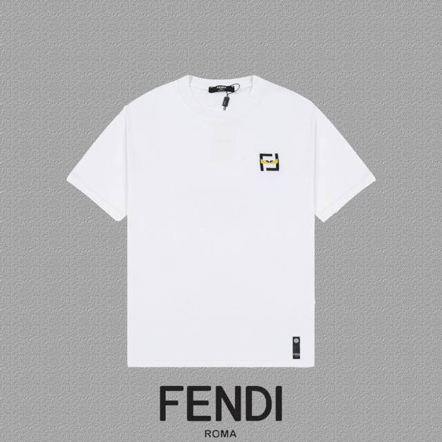 Fendi 芬迪] 2024FW短袖T恤 经典款刺绣字母 高端32s双纱260克面料 重磅面料 定制拉架罗纹同缸同染 三标齐全 男女同款 颜色：黑色 白色 尺码