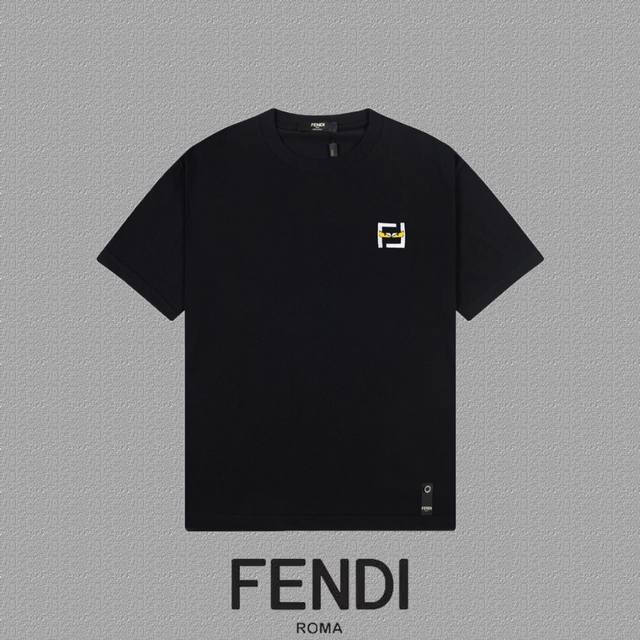 Fendi 芬迪] 2024FW短袖T恤 经典款刺绣字母 高端32s双纱260克面料 重磅面料 定制拉架罗纹同缸同染 三标齐全 男女同款 颜色：黑色 白色 尺码