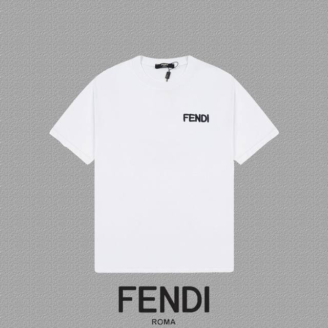 Fendi 芬迪] 2024FW短袖T恤 经典款刺绣字母 高端32s双纱260克面料 重磅面料 定制拉架罗纹同缸同染 三标齐全 男女同款 颜色：黑色 白色 尺码