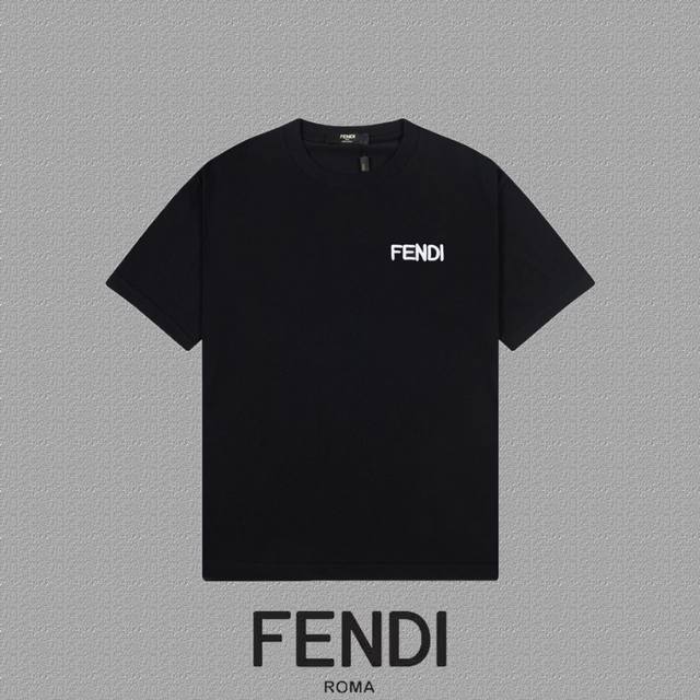 Fendi 芬迪] 2024FW短袖T恤 经典款刺绣字母 高端32s双纱260克面料 重磅面料 定制拉架罗纹同缸同染 三标齐全 男女同款 颜色：黑色 白色 尺码