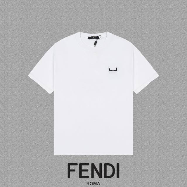 Fendi 芬迪] 2024FW短袖T恤 经典款刺绣字母 高端32s双纱260克面料 重磅面料 定制拉架罗纹同缸同染 三标齐全 男女同款 颜色：黑色 白色 尺码