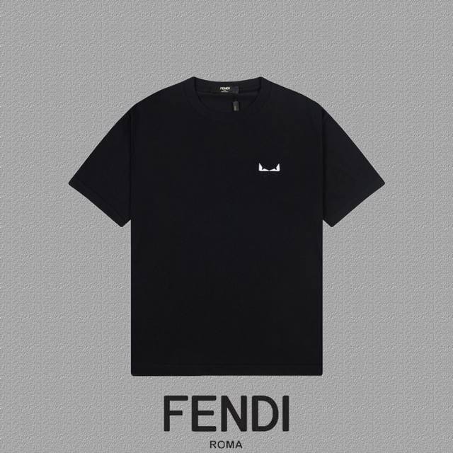 Fendi 芬迪] 2024FW短袖T恤 经典款刺绣字母 高端32s双纱260克面料 重磅面料 定制拉架罗纹同缸同染 三标齐全 男女同款 颜色：黑色 白色 尺码