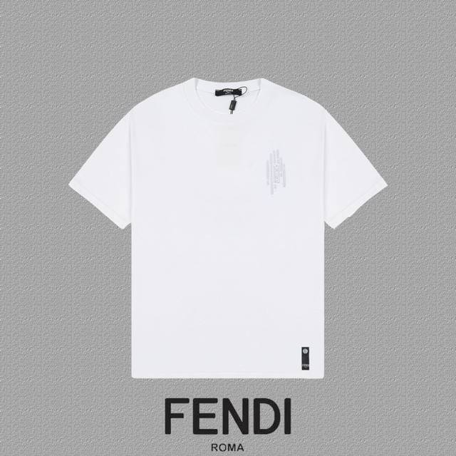 Fendi 芬迪] 2024FW短袖T恤 经典款刺绣字母 高端32s双纱260克面料 重磅面料 定制拉架罗纹同缸同染 三标齐全 男女同款 颜色：黑色 白色 尺码