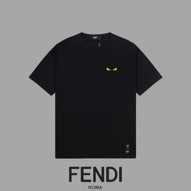 Fendi 芬迪] 2024FW短袖T恤 经典款刺绣字母 高端32s双纱260克面料 重磅面料 定制拉架罗纹同缸同染 三标齐全 男女同款 颜色：黑色 白色 尺码