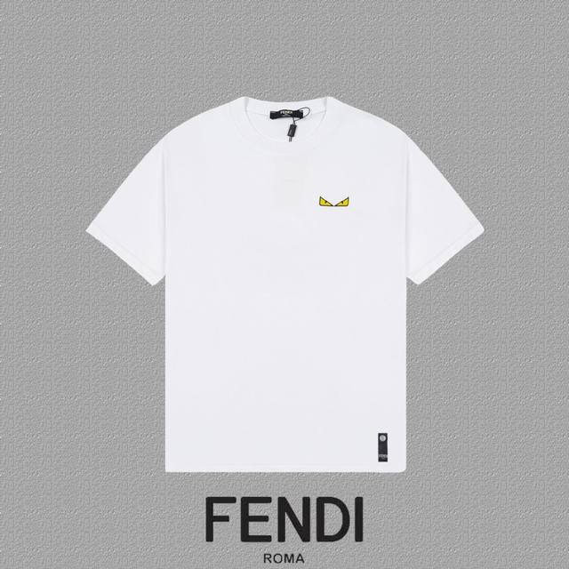 Fendi 芬迪] 2024FW短袖T恤 经典款刺绣字母 高端32s双纱260克面料 重磅面料 定制拉架罗纹同缸同染 三标齐全 男女同款 颜色：黑色 白色 尺码