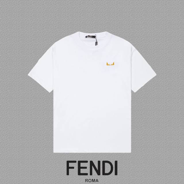 Fendi 芬迪] 2024FW短袖T恤 经典款刺绣字母 高端32s双纱260克面料 重磅面料 定制拉架罗纹同缸同染 三标齐全 男女同款 颜色：黑色 白色 尺码