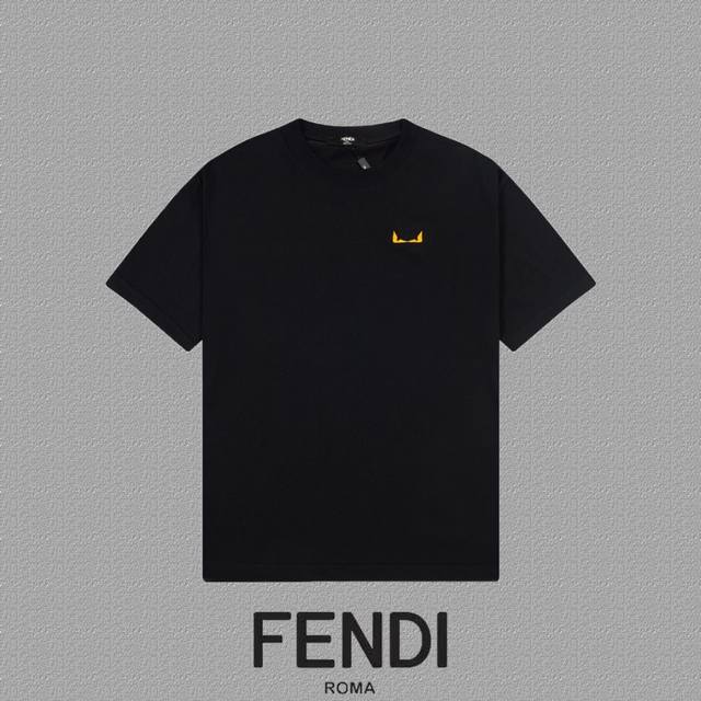 Fendi 芬迪] 2024FW短袖T恤 经典款刺绣字母 高端32s双纱260克面料 重磅面料 定制拉架罗纹同缸同染 三标齐全 男女同款 颜色：黑色 白色 尺码