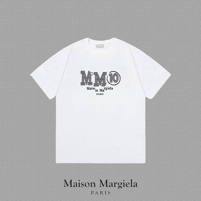 Maison Margiela MM6 马吉拉] 2024FW短袖T恤 mm10字母LOGO印花 高端32s双纱260克面料 重磅面料 定制拉架罗纹同缸同染 三