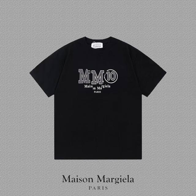 Maison Margiela MM6 马吉拉] 2024FW短袖T恤 mm10字母LOGO印花 高端32s双纱260克面料 重磅面料 定制拉架罗纹同缸同染 三