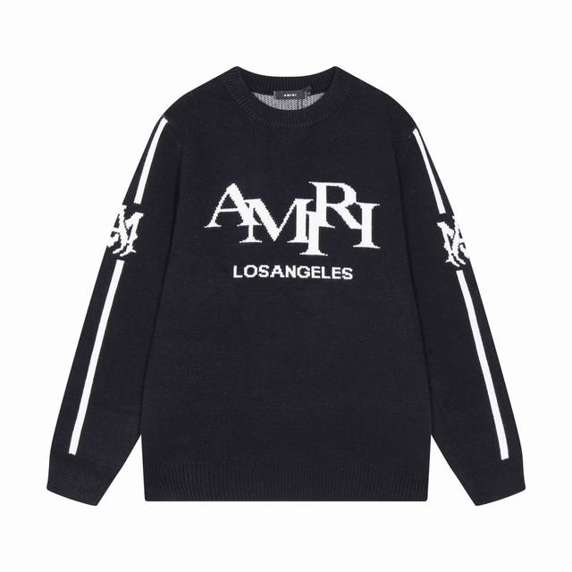 AMIRI 新款前幅字母logo字母提花圆领羊毛衫 颜色：绿色 蓝色 黑色 码数：S M L XL XXL