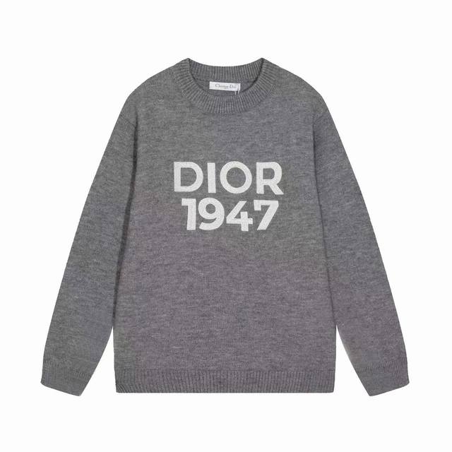 DIOR 迪奥字母logo贴布刺绣圆领毛衣羊毛衫 颜色：灰色 码数：M L XL XXL