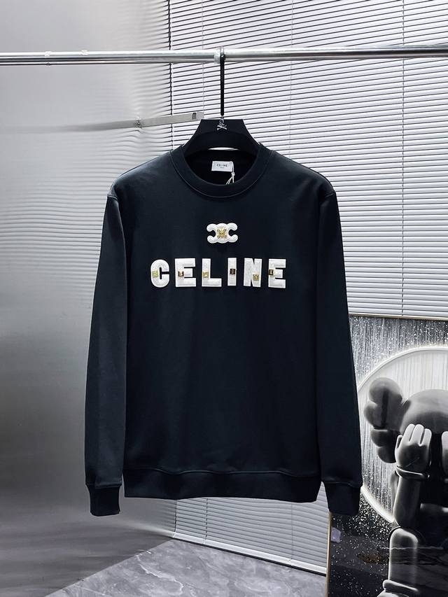 赛琳 Celine 2024ss早秋新款 长袖 圆领 卫衣，高端版本！专柜定制面料 透气舒适度高，细节无可挑剔，品牌元素设计理念，体现高品质。手感细腻柔软！呈现