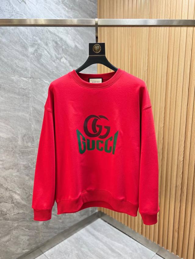 支持年后 红红火火 Gucci 古奇 2025秋冬新品 三标齐全 加绒加厚圆领卫衣 好货不用过多介绍 看细节 专柜码数：M-Xxxl 175 140上身L