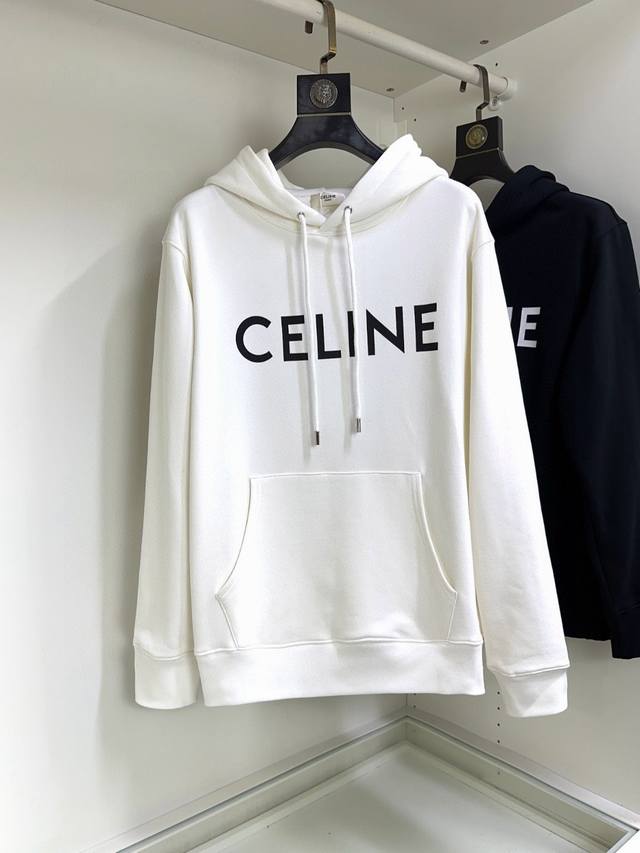 支持年后 Celine 赛琳 高版本 码数：S-Xl 顶级长袖套头卫衣 高级定制百搭款，意大利进口面料任何人都可以轻松驾驭 面料全订制工艺 胸前奢华经典品牌最新