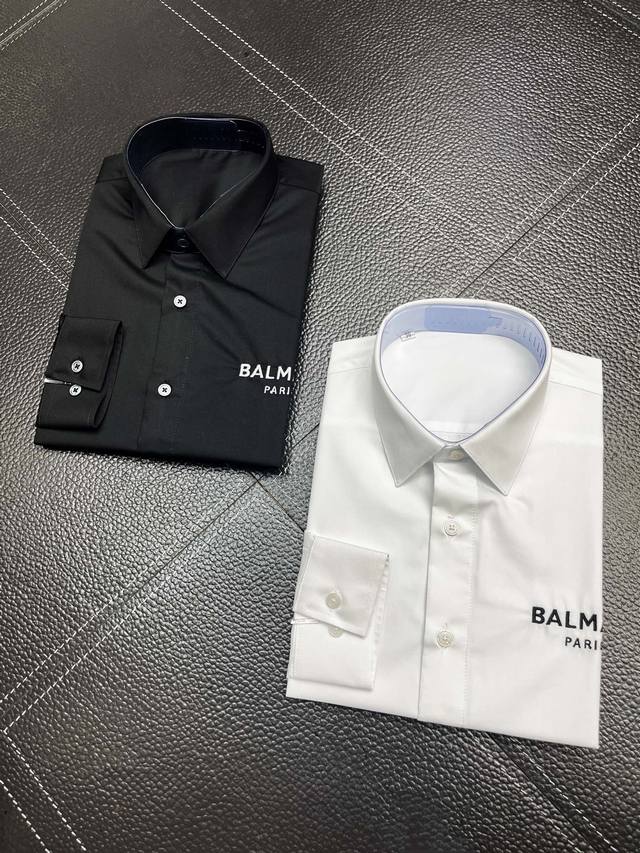 支持年后 。Balma*N 巴*曼 最新款.衬衫 经典简约的品牌字母胸口撞色刺绣 精选高支高密面料 立体剪裁 版型完美 上身效果绝对天花板 尺码：38-39-4