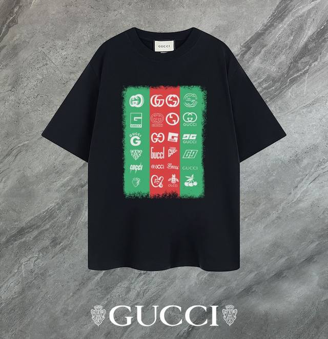 支持年后退换 Gucci~古驰 2025新款高品质圆领短袖T恤 袖口车有进口绣花标 定制定染,手感非常舒服 超级百搭好看的一款短袖 三标齐全 非市场普通版本 随