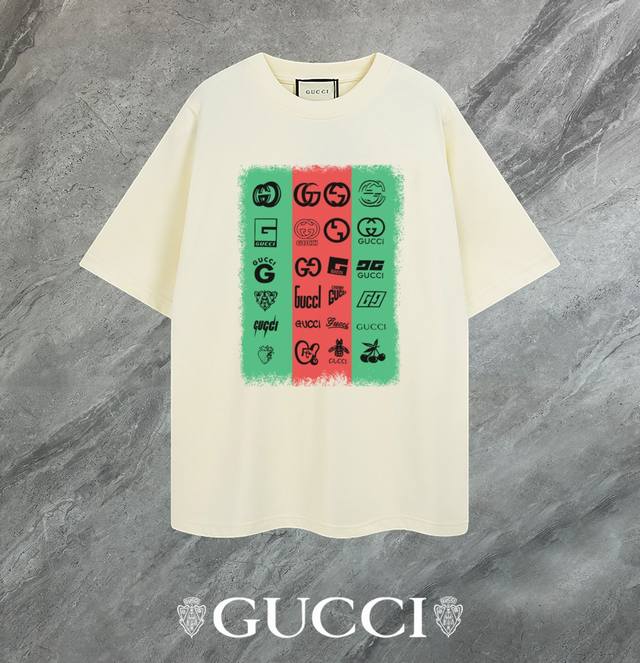 支持年后退换 Gucci~古驰 2025新款高品质圆领短袖T恤 袖口车有进口绣花标 定制定染,手感非常舒服 超级百搭好看的一款短袖 三标齐全 非市场普通版本 随