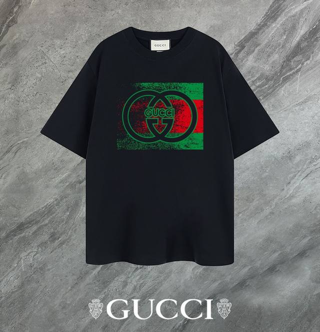 支持年后退换 Gucci~古驰 2025新款高品质圆领短袖T恤 袖口车有进口绣花标 定制定染,手感非常舒服 超级百搭好看的一款短袖 三标齐全 非市场普通版本 随