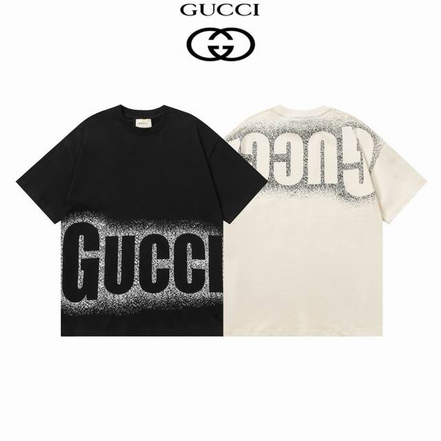 Gucci 25Ss早春新品 260克纯棉圆领短袖T恤 大幅字母Logo星空喷墨印花标识 官方同步 高版本 高品质 时尚个性 百搭潮流 纯原品质 原版面料 吊牌