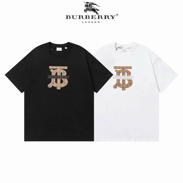 25Ss早春新品 Burberry 巴宝莉 B字母贴布绣 Logo标识精致升级，灵感源自八十年代复古 原版面料 官方同款 短袖T恤 定制260克同缸染面料 手感