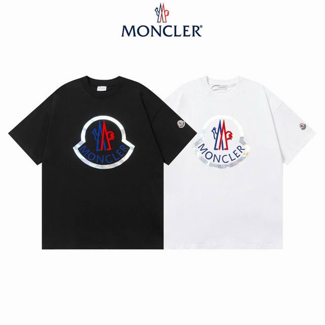 25Ss早春新品Moncler 蒙口 260克圆领短袖T恤 炫彩印花植绒字母Logo标识 官方同步 高版本 高品质 时尚个性 百搭潮流 纯原品质 原版面料 吊牌